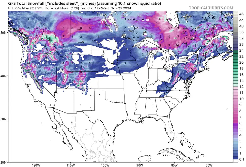 Weather map of the United States