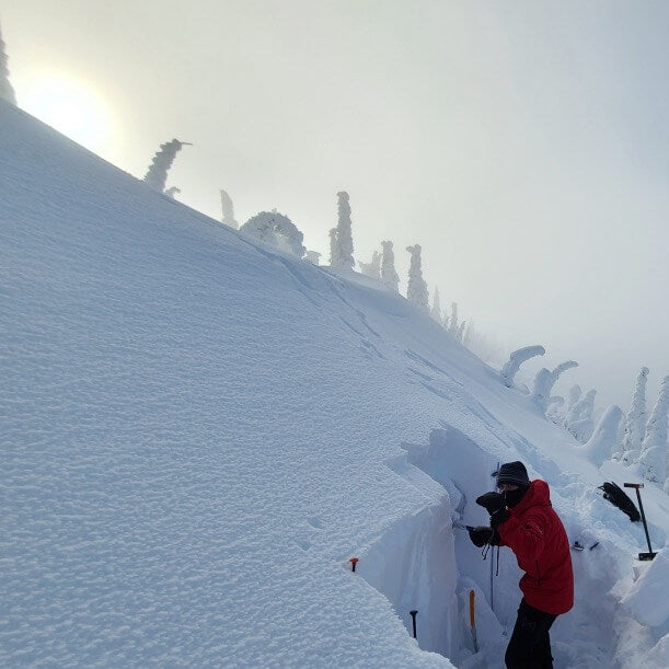 Snow stability tests in a snow pit